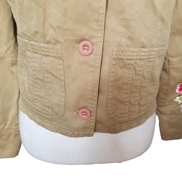 Johnny Was Tan Button Down Embroidered Jacket Size Small - Picture 7 of 9